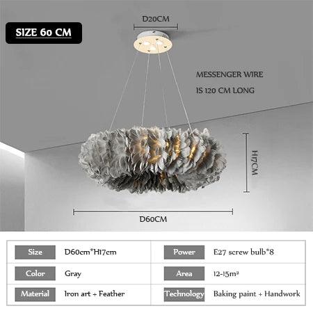 Luminaire Suspension design contemporain en plumes – Référence : Marilou6732-ILLUMEEN.COM