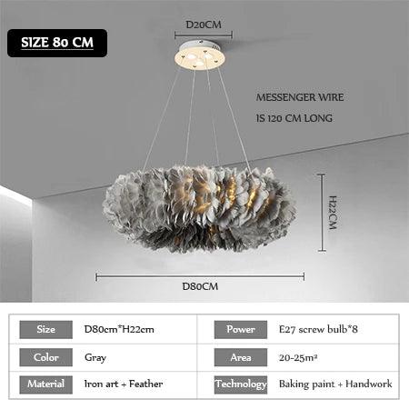 Luminaire Suspension design contemporain en plumes – Référence : Marilou6732-ILLUMEEN.COM