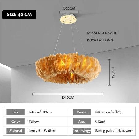 Luminaire Suspension design contemporain en plumes – Référence : Marilou6732-ILLUMEEN.COM