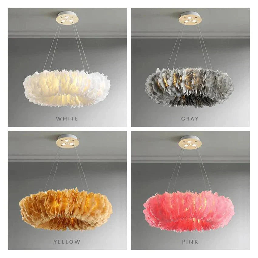 Luminaire Suspension design contemporain en plumes – Référence : Marilou6732-ILLUMEEN.COM