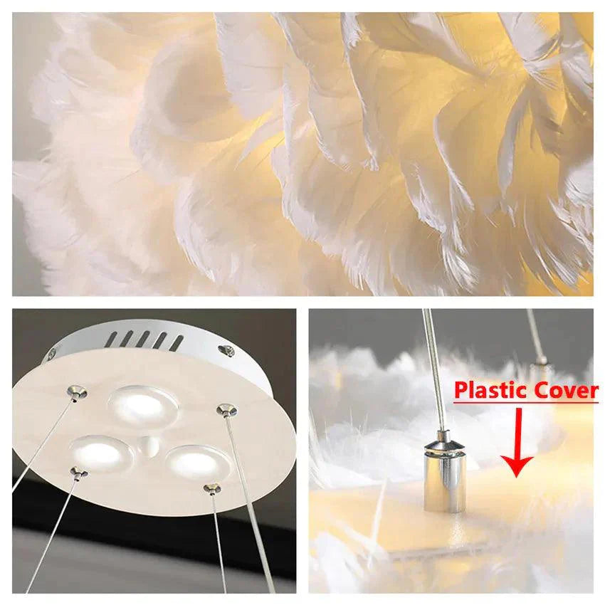 Luminaire Suspension design contemporain en plumes – Référence : Marilou6732-ILLUMEEN.COM