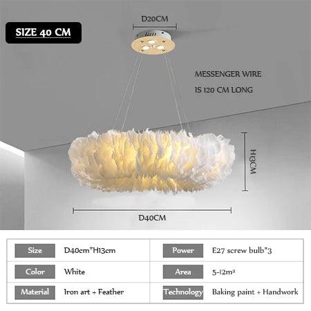 Luminaire Suspension design contemporain en plumes – Référence : Marilou6732-ILLUMEEN.COM
