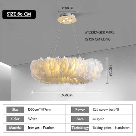 Luminaire Suspension design contemporain en plumes – Référence : Marilou6732-ILLUMEEN.COM