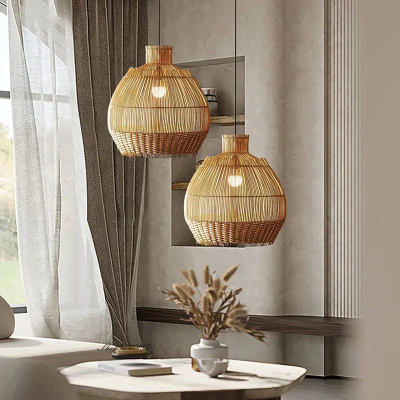 Luminaire Suspension finition en rotin naturel – Référence : Malina4523-ILLUMEEN.COM