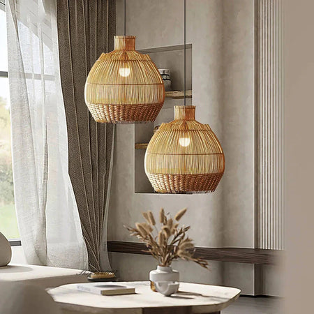 Luminaire Suspension finition en rotin naturel – Référence : Malina4523-ILLUMEEN.COM