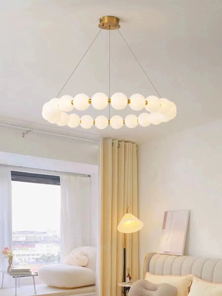Luminaire Suspension sphères opalines élégantes – Référence : Mariel3485-ILLUMEEN.COM