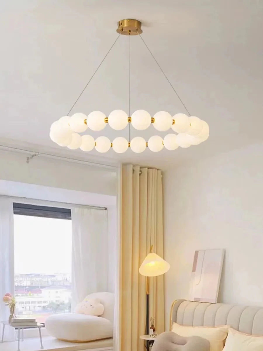Luminaire Suspension sphères opalines élégantes – Référence : Mariel3485-ILLUMEEN.COM