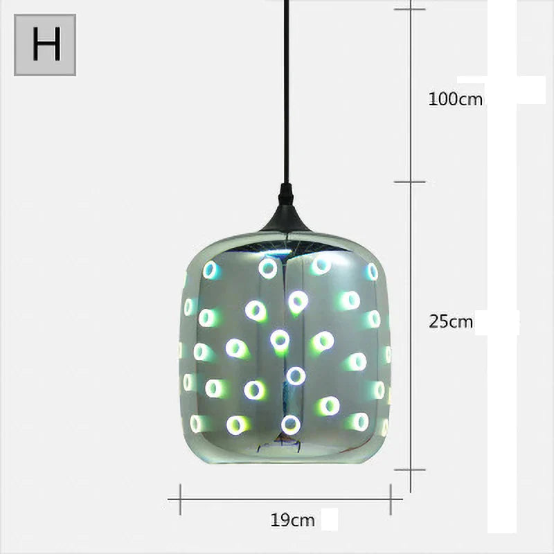Luminaire Suspension verre 3D coloré – Référence : Ilyas5273-ILLUMEEN.COM