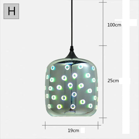 Luminaire Suspension verre 3D coloré – Référence : Ilyas5273-ILLUMEEN.COM