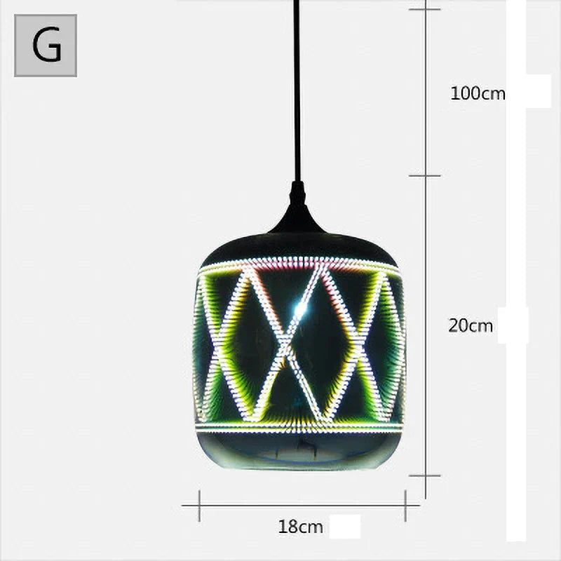 Luminaire Suspension verre 3D coloré – Référence : Ilyas5273-ILLUMEEN.COM