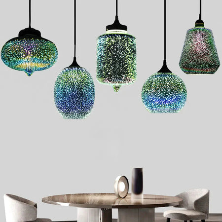 Luminaire Suspension verre 3D coloré – Référence : Ilyas5273-ILLUMEEN.COM