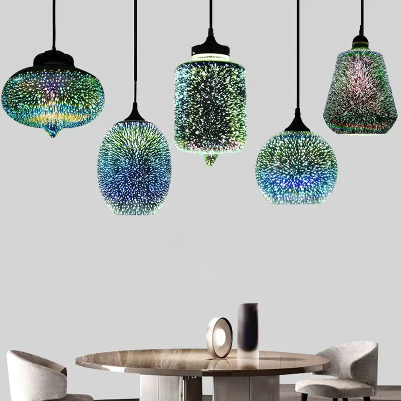 Luminaire Suspension verre 3D coloré – Référence : Ilyas5273-ILLUMEEN.COM