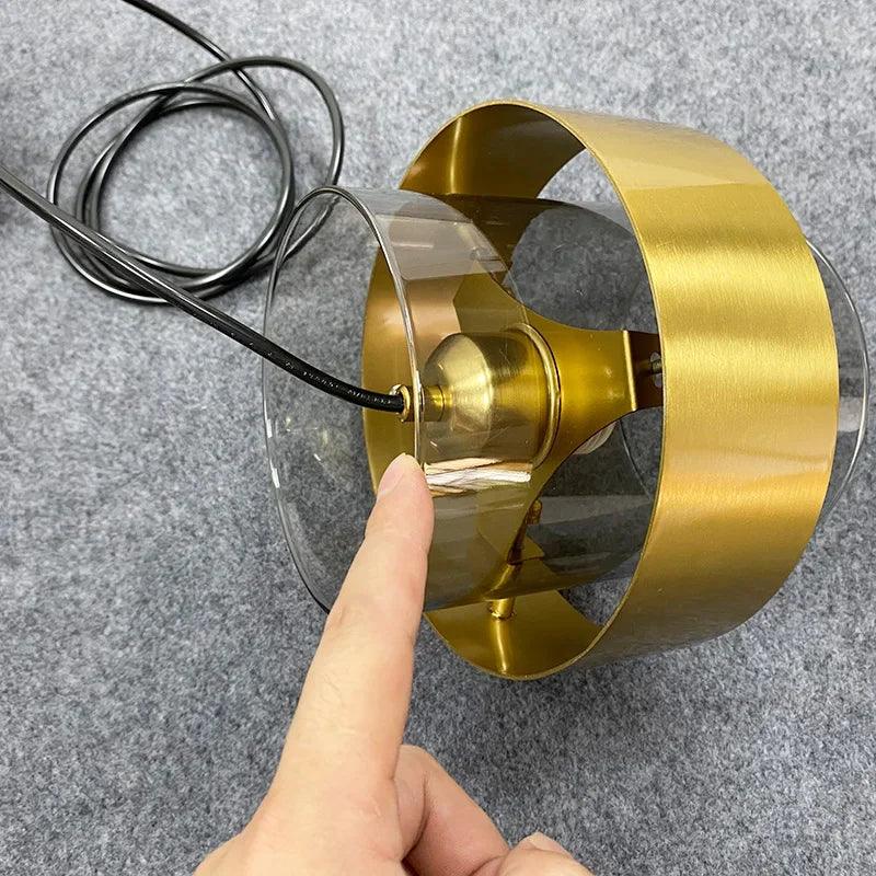 Luminaire Suspension verre doré contemporain – Référence : Maelis4823-ILLUMEEN.COM