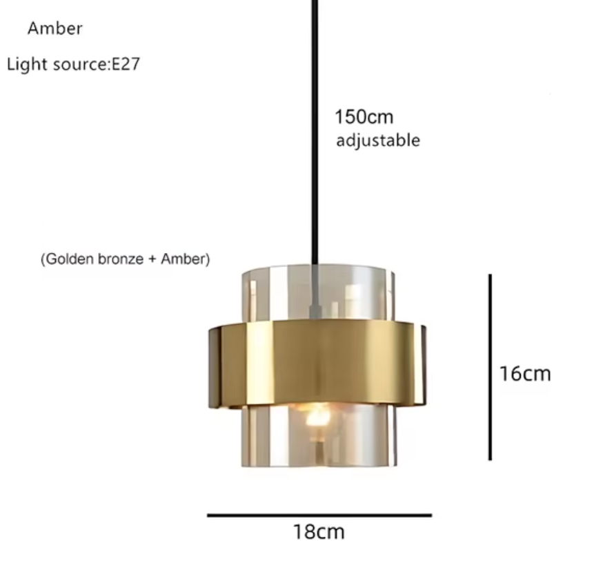 Luminaire Suspension verre doré contemporain – Référence : Maelis4823-ILLUMEEN.COM