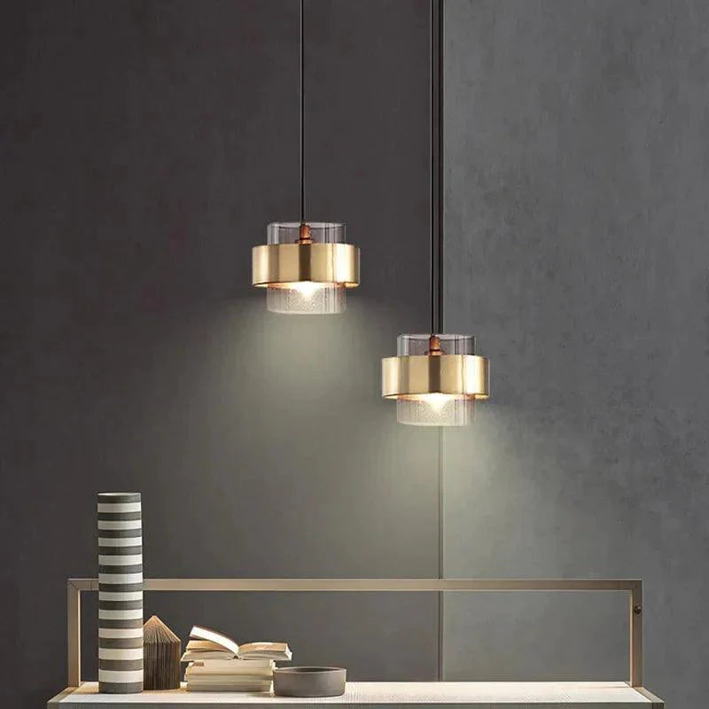 Luminaire Suspension verre doré contemporain – Référence : Maelis4823-ILLUMEEN.COM