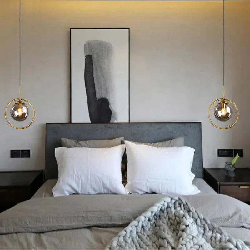 Luminaire Suspension verre fumé et laiton – Référence : Aelion5723-ILLUMEEN.COM