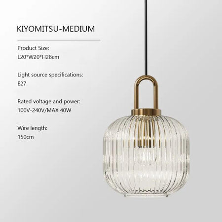 Luminaire Suspension verre strié doré – Référence : Maelis4592-ILLUMEEN.COM