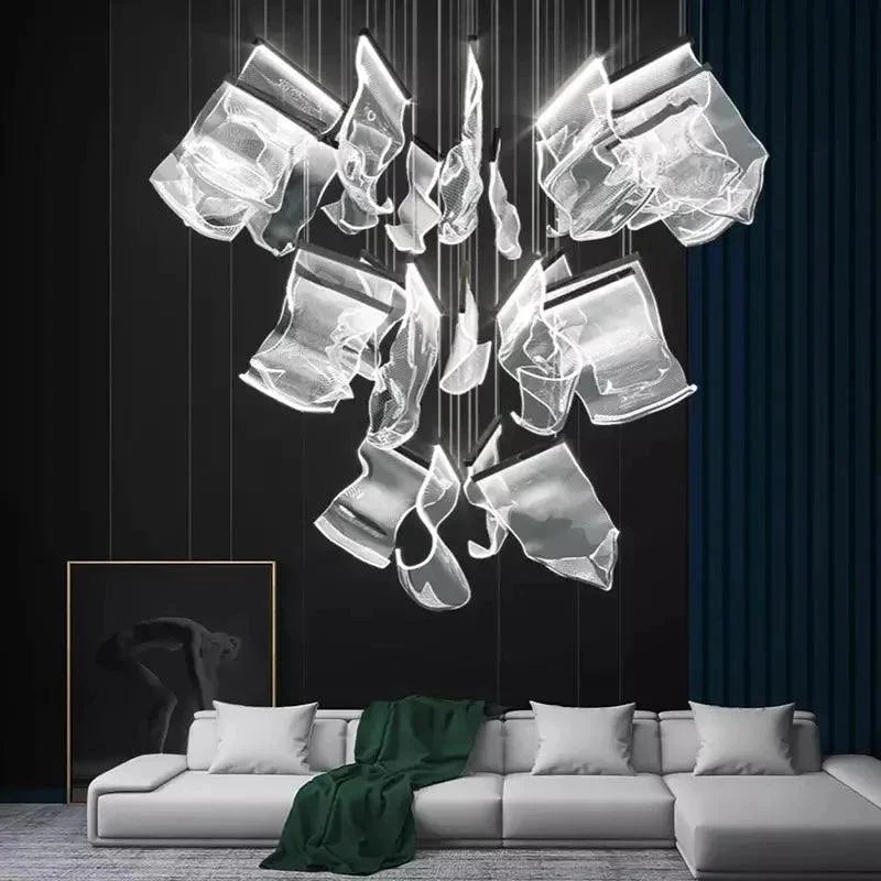 Luminaire Suspension voiles flottantes dorées – Référence : Maelis4723-ILLUMEEN.COM