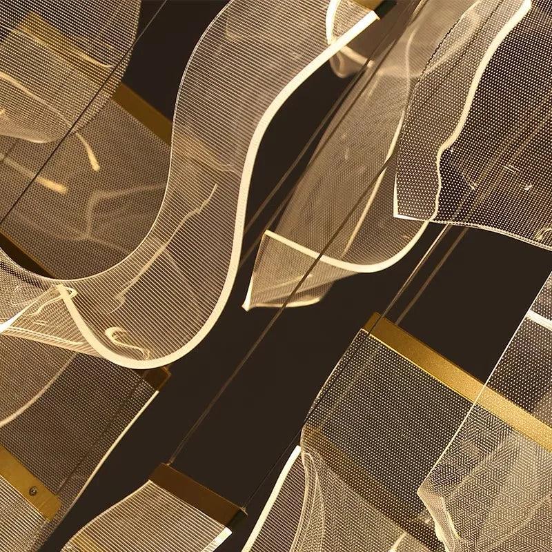 Luminaire Suspension voiles flottantes dorées – Référence : Maelis4723-ILLUMEEN.COM