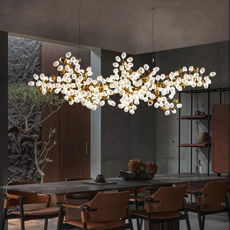 Luminaire Lustre design en cuivre et verre de jade – Référence : Elowen5837-ILLUMEEN.COM