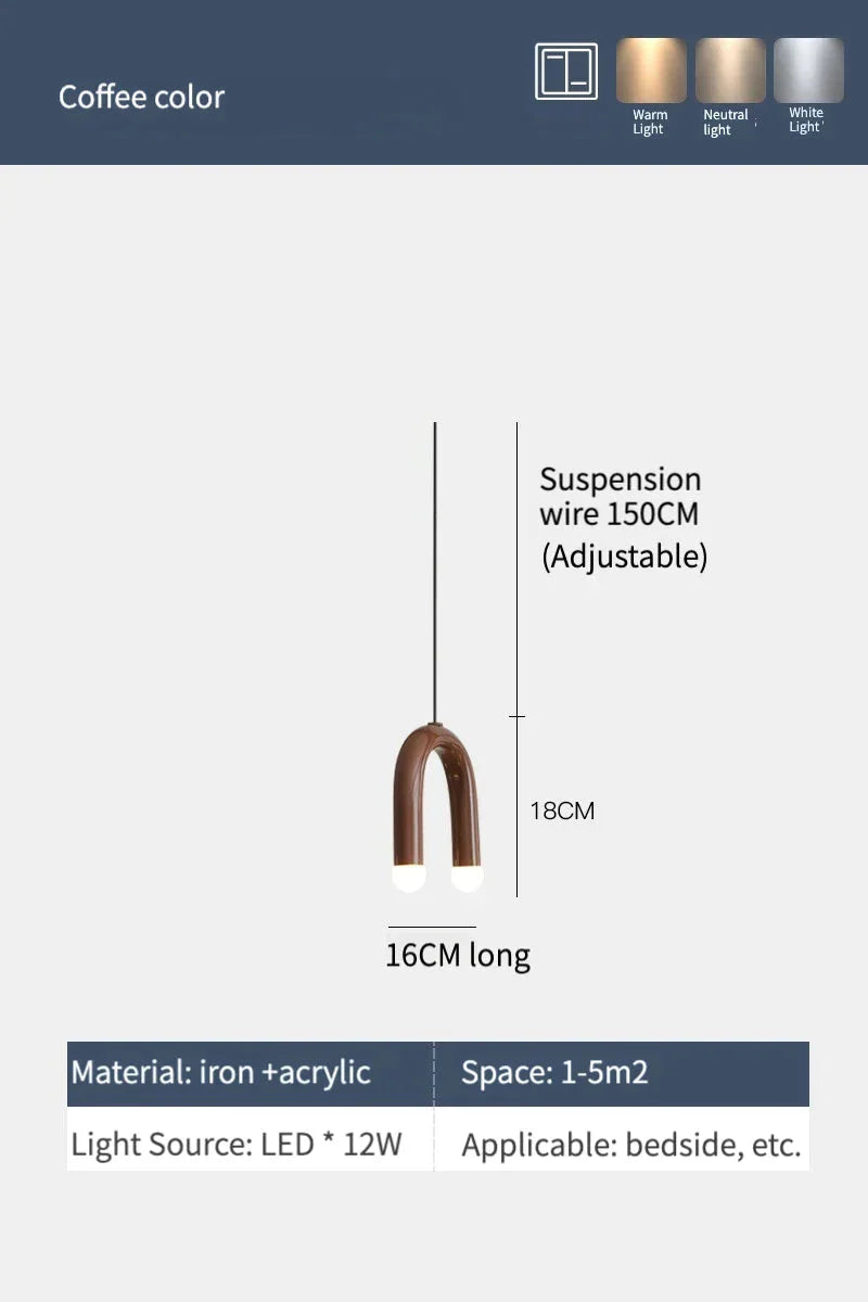 Luminaire Suspension design épuré en forme de U – Référence : Marlon5632-ILLUMEEN.COM