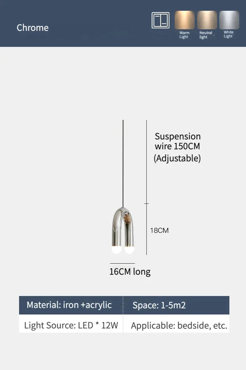 Luminaire Suspension design épuré en forme de U – Référence : Marlon5632-ILLUMEEN.COM