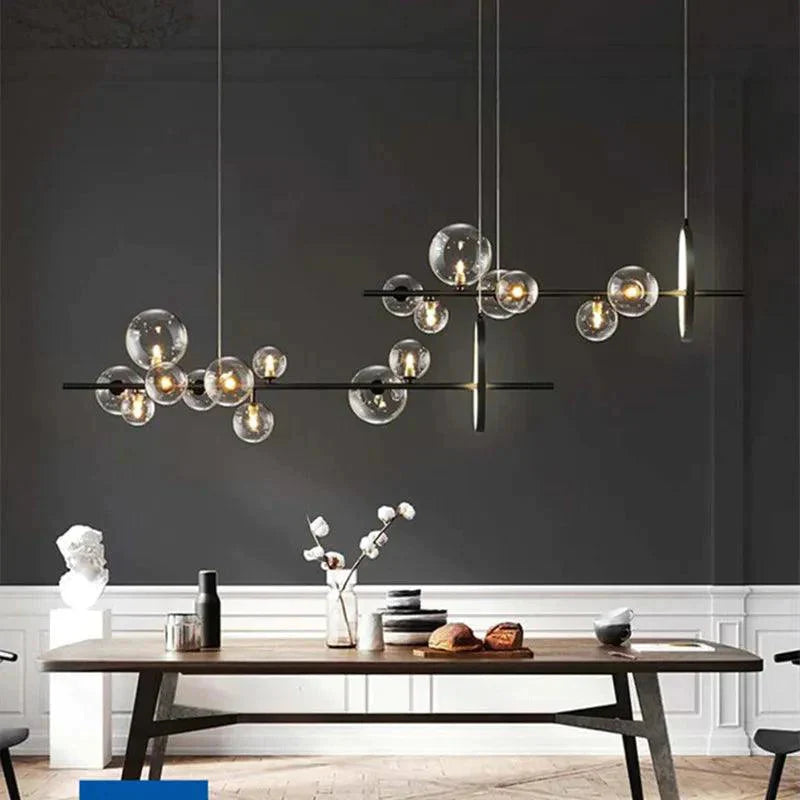 Luminaire Suspension sphérique élégant en verre transparent – Référence : Marvyn9624-ILLUMEEN.COM