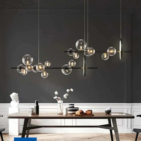 Luminaire Suspension sphérique élégant en verre transparent – Référence : Marvyn9624-ILLUMEEN.COM