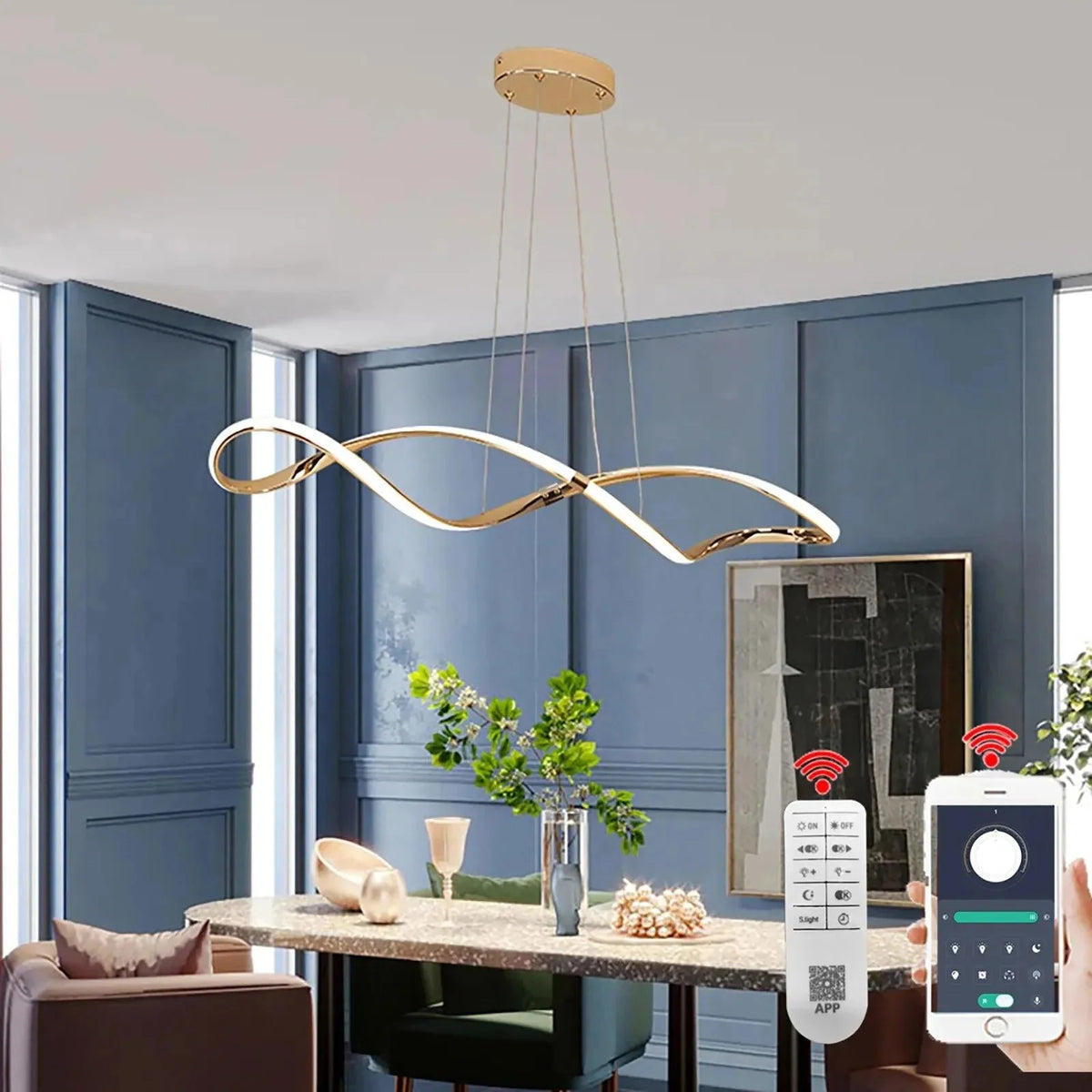 Luminaire Suspension ondulé chic en chrome poli – Référence : Marvyn4723-ILLUMEEN.COM