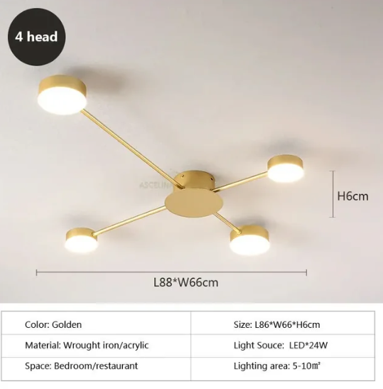 Luminaire Plafonnier à Bras Multiples Élégant – Référence : Elowen5342-ILLUMEEN.COM