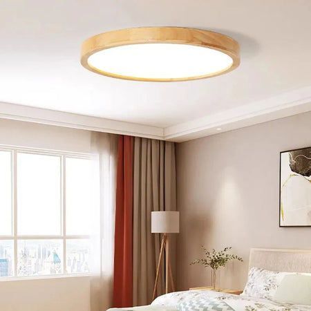 Luminaire Plafonnier design en pierre jaune et bois – Référence : Elowen4820-ILLUMEEN.COM